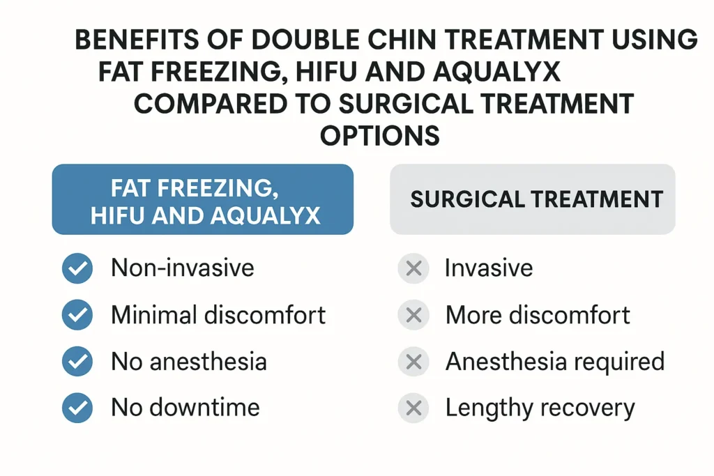 Graphic about the benefits of double chin treatment Selly Oak - from LA LIPO