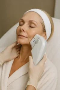 Woman receiving HIFU non surgical facelift treatment Selly Oak